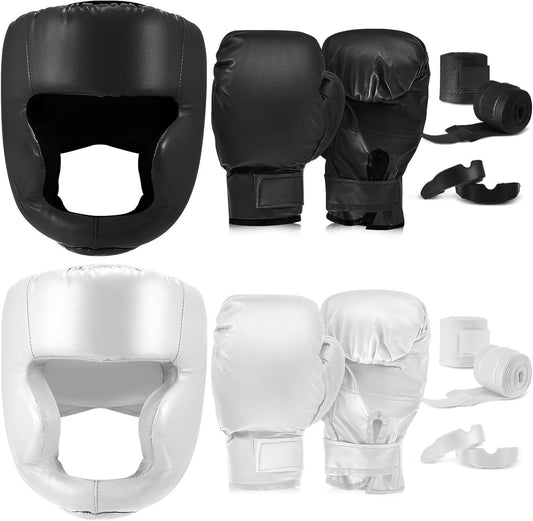 Kanayu 14 Pcs Boxing Set Including 2 Pair of 16 oz Boxing Gloves Headgear Helmet and Hand Wraps Mouth Guards Gifts for Adults Youth Beginners Training Equipment