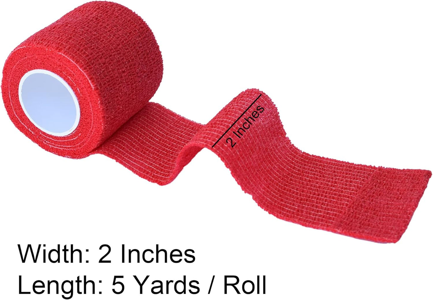 15 Pack Cohesive Wrap 2 Inch x 5 Yards Self Adherent Vet Tape for Pets, Elastic Self Adhesive Bandage Wrap for Sports, Finger, Wrist, Ankle (Red)