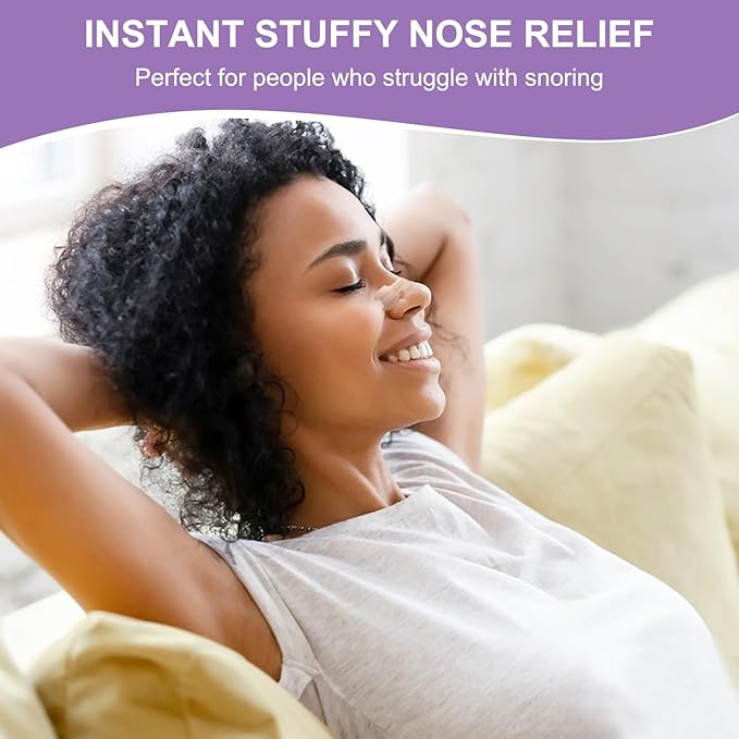 MQ 50ct Nasal Strips for Snoring Lavender Scent Nose Strips for Breathing Extra Strength Snore Strips to Open Nasal Passages, Relieve Nasal Congestion