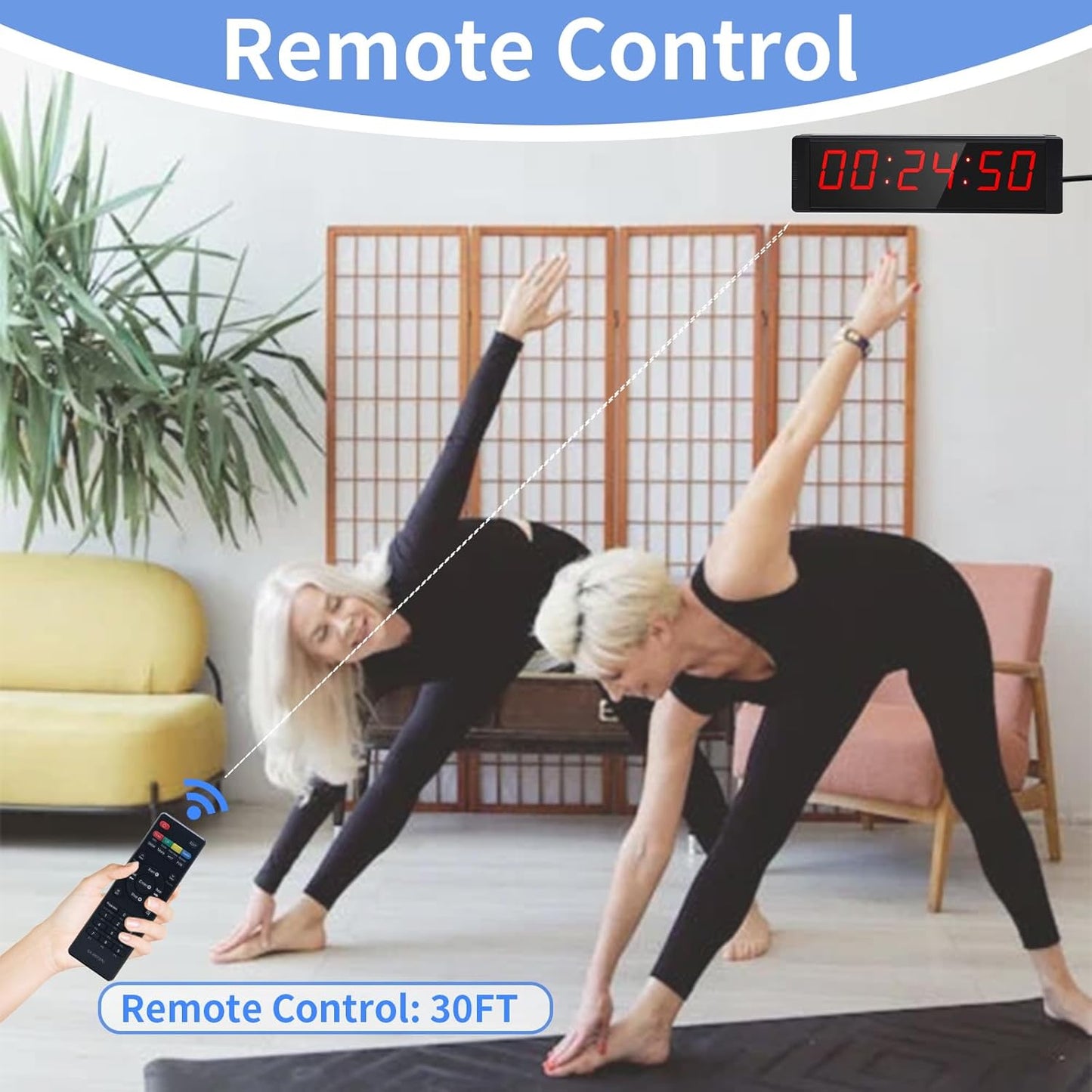 Large Stopwatch with Start/Stop Button, LED Digital Timer with Remote, Countdown Clock with Buzzer, Gym Clock for Home Gym, Interval Timer for Workout