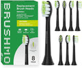 Brushmo Whitening Replacement Toothbrush Heads Compatible with Philips Sonicare DiamondClean HX6062/65, Black, 8 Pack