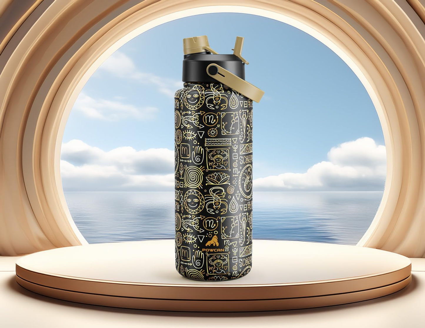 40 oz Insulated Water Bottle with 2-in-1 Straw and Spout Lid, Keep Cold 24H, Leak-Proof, BPA-Free, Double Wall Stainless Steel Water Bottle for Sports, Gym, Travel, and School (Mystic Glyph)