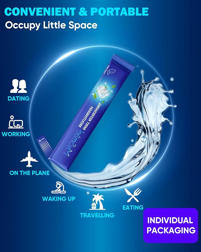 MySmile Mouthwash Alcohol Free, Mouth Wash for Adults, Travel Mouthwash, Oral Rinse Helps Kill 99% of Bad Breath Germs, Prevents Cavities, Fluoride Free, Fresh Mint, 30 Uses