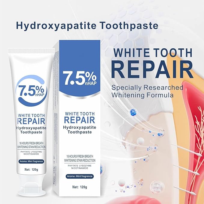 7.5% Hydroxyapatite Toothpaste for Enamel Protection, Fluoride-Free Formula with Gentle Mint, for Sensitive Teeth, Daily Protection, Long-Lasting Fresh Breath, 4.23 Oz (2)