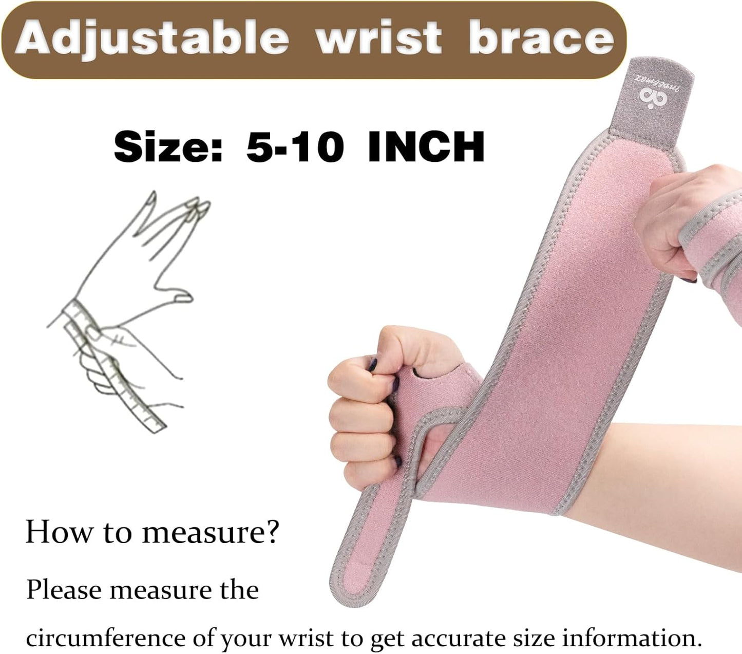 INDEEMAX 2 Pack Copper Wrist Brace Support for Carpal Tunnel, Pain Relief, Arthritis, Tendonitis, Adjustable Wrist Braces Compression Wraps Both Hands, Fit for Men and Women