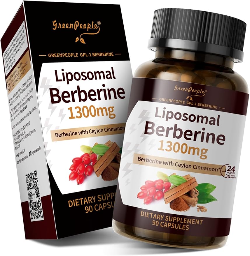 Liposomal Berberine HCL1300mg - Berberine Supplement with Ceylon Cinnamon Activates GLP-1 & AMPK - High Absorption Formula Healthy Weight Support – Non-GMO/Vegan – 45-Day