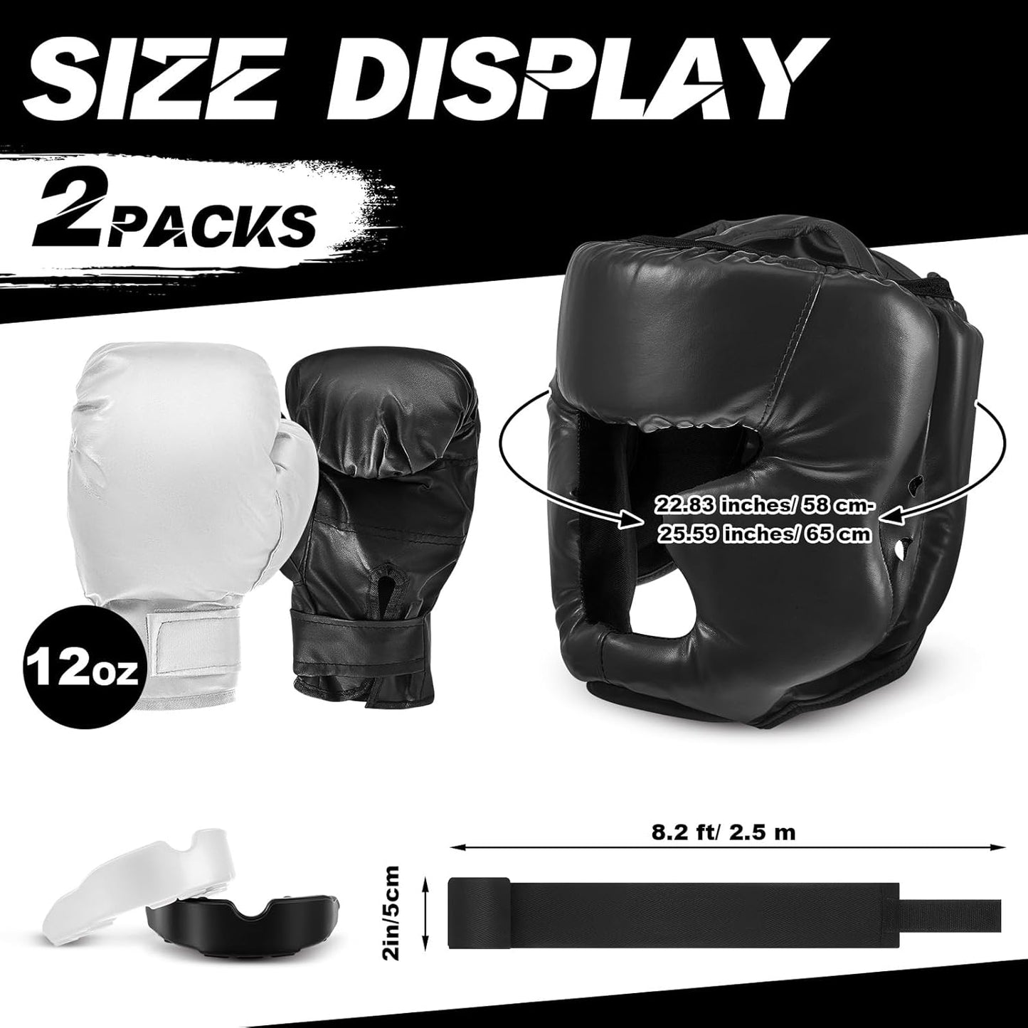 Kanayu 14 Pcs Boxing Set Including 2 Pair of 16 oz Boxing Gloves Headgear Helmet and Hand Wraps Mouth Guards Gifts for Adults Youth Beginners Training Equipment