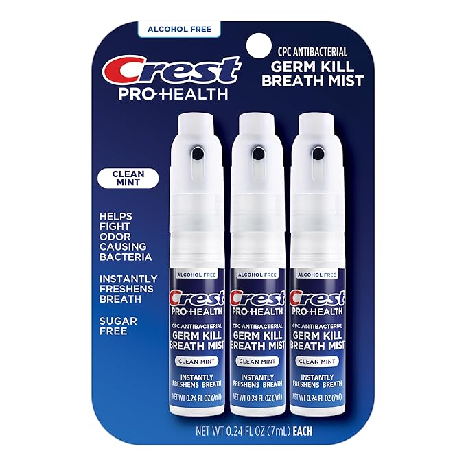 Crest Pro-Health | Portable Alcohol-Free CPC Mist with Clean Mint Flavor | Instant Fresh Breath - 3 Count (0.24oz/7ml) Breath Spray