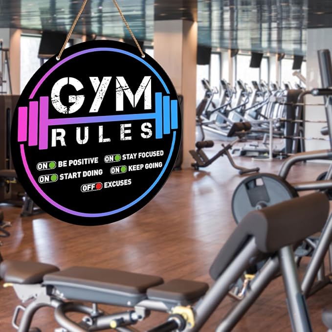 HSNBT Gym Signs Wall Decor, Home Gym Motivational Wall Decor Gym Hanging Signs Decorations for Fitness Workout Room Gift for Woman Man Gym Enthusiast, Gym Rules