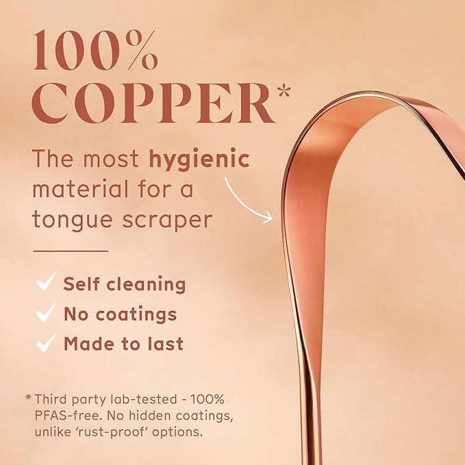 Arista 100% Copper Tongue Scraper for Adults & Kids – Metal Tongue Scraper Copper for Bad Breath, Oral Care & Hygiene – 2 Pack with Travel Pouches