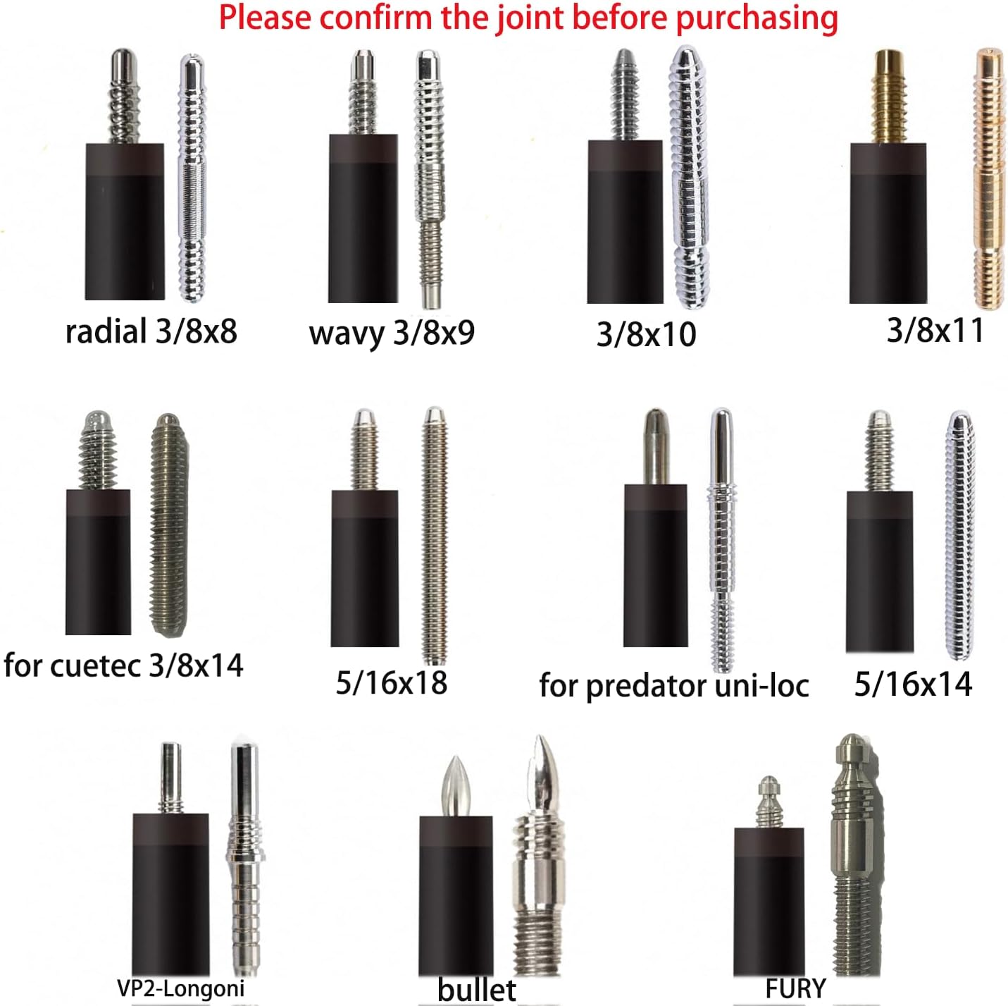 29.13" /Radial Wavy 3/8-10 3/8-11 3/8-14 Uni-Loc 5/16-18 Carbon Pool Cue Single Shaft, Low Deflection Technology, Ultra-Smooth, pro Taper, Easy to Control