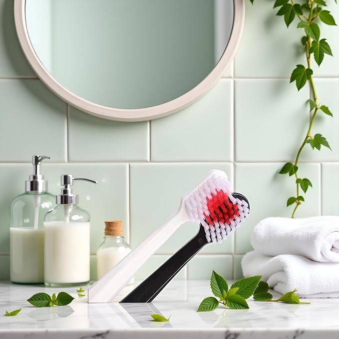 2Pcs Toothbrushes Black and White Heart Shaped Couple toothbrushes eco Friendly Nano toothbrushes Dental Care Brush Manual Toothbrushes Adult one Size Manual Toothbrushes and Accessories