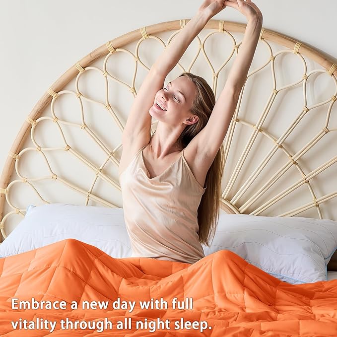 King Size Weighted Blanket for Adults (20 lbs, 80” x 87”, Orange) Cooling Heavy Blanket for Sleeping Perfect for 190-210 lbs, Breathable Blanket for Adults & Couple All Season, Machine Washable