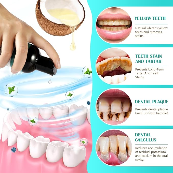 Coconut Pulling Oil - Ayurvedic Mint Oil Pulling Mouthwash with Tongue Scraper | Natural Essential Oils for Fresh Breath, Teeth Whitening & Healthy Gums | Alcohol-Free 8 Fl. Oz 2Pack