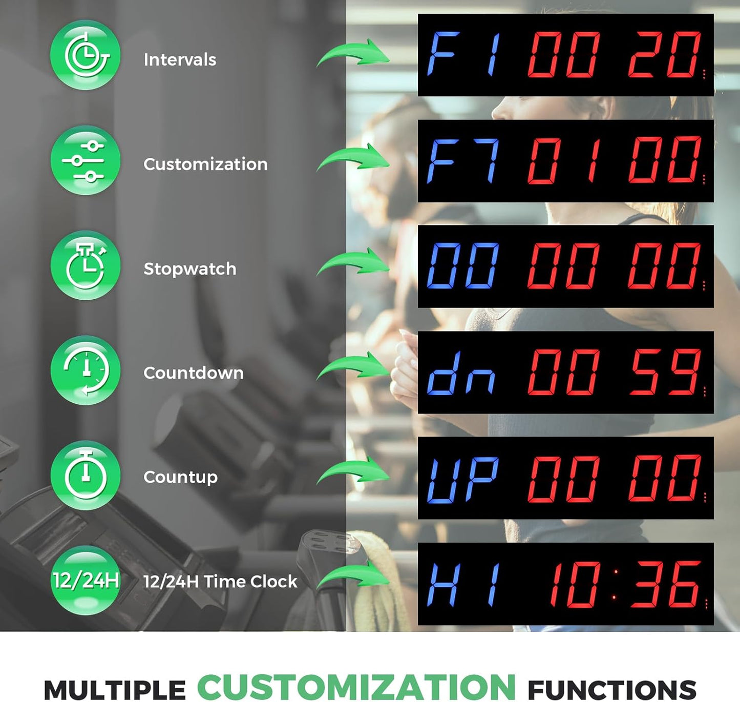 15'' Bluetooth Gym Timer Clock for Home Gym Digital Display Gym Clock Stopwatch Interval Workout Timer Adjustable Buzzer Volume with Remote and APP Control for Sport Boxing Fitness Kitchen