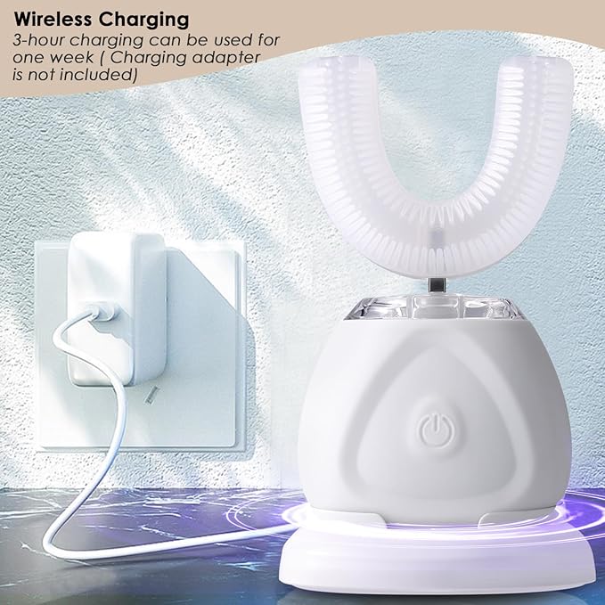 360 Ultrasonic Toothbrush, Automatic Toothbrushes Auto Sonic Tooth Brush, Teeth whitening Brush with Timer & Wireless Charging 360° Ultrasonic Electric Toothbrush for Adult