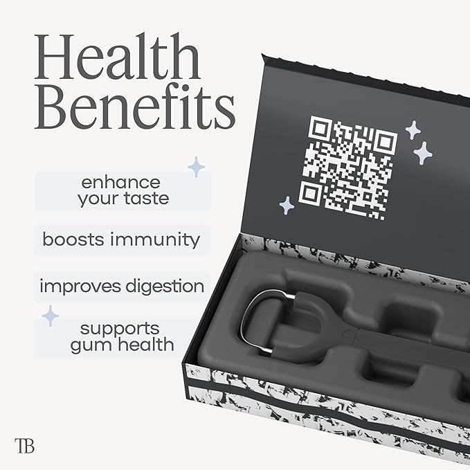 TheTongueBuddy™ Effective Tongue Scraper for Adults - Ergonomic Tongue Cleaner Promotes Fresher Breath, Travel-Friendly Beauty and Personal Care Essential (Onyx Black)