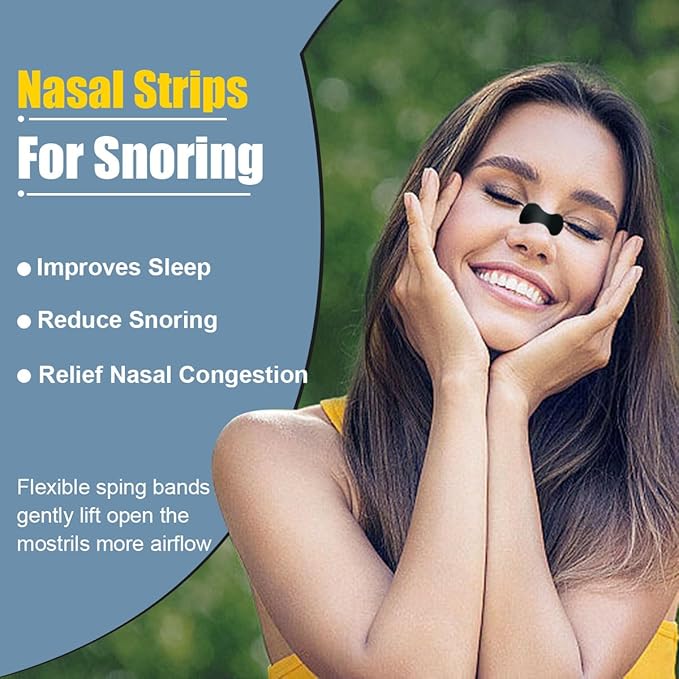 60 Count Nasal Strips for Anti Snoring Nose Tapes for Breathing Increased Airflow Nasal Congestion Relief Nose Adhesive Dilator Form for Improve Sleep Patches On Sensitive Skin