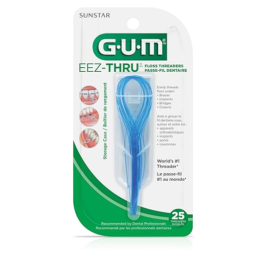 GUM EEZ-Thru Floss Threaders, Dental Flossers for Braces, Bridges, & Implants,25 Count(Pack of 6)