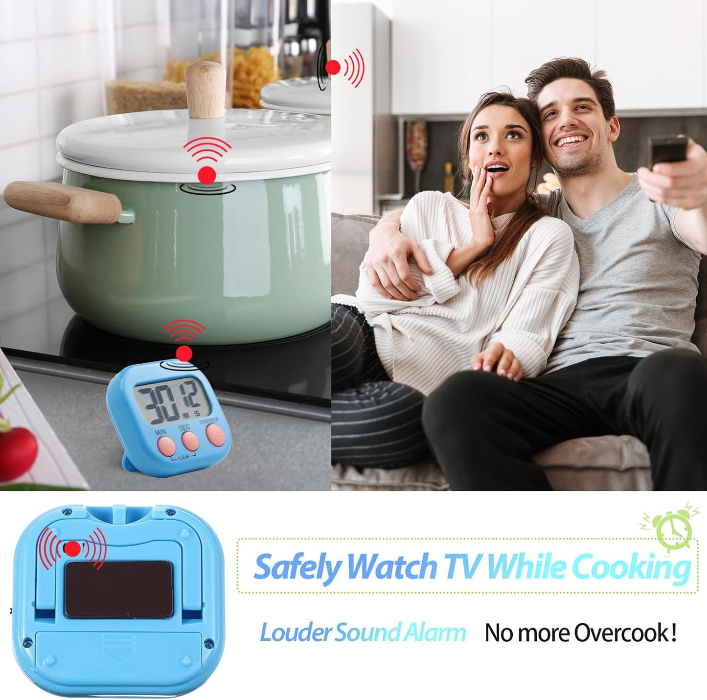 Leumoi 24 Pcs Digital Kitchen Timers Bulk Small Magnetic Timer On/Off Switch Minute Second Count up Countdown Loud Alarm for Classroom Cooking Baking(Blue)