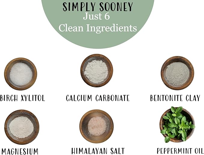 Remineralizing Organic Vegan Fluoride Free Tooth Powder Peppermint Formula I Zero Waste Refill I Stronger Teeth I Fresh Breath I with Xylitol for Cavities