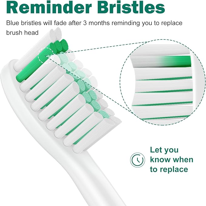 Toothbrush Heads for Philips Sonicare Replacement Brush Heads Medium Soft Dupont Bristles Electric Toothbrush Replacement Heads Fit E-Series Essence Xtreme Elite Advance and CleanCare, 6 Pack