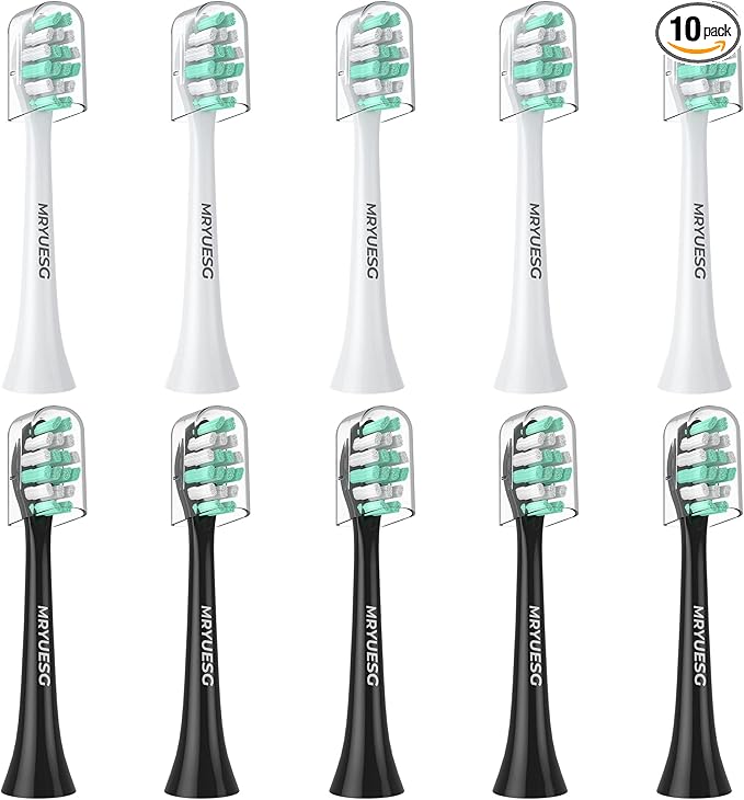 MRYUESG Replacement Heads Compatible with Philips Sonicare 10 Pack, 5 White + 5 Black, MRYUESG Electric Tooth-Brush Head for Phillips
