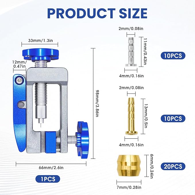 2-in-1 Bike Hydraulic Brake Tool, Hydraulic Hose Cutter & Fitting Insert Tool with Brass Olives, Brake Lines Tubing Entry Device