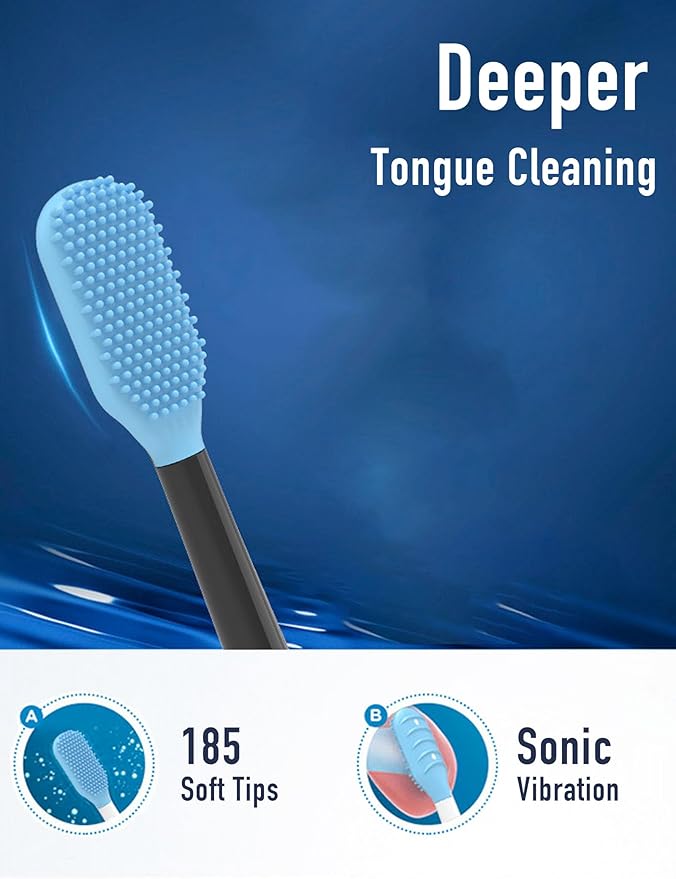 Tongue Scraper Heads Compatible with Philips Sonicare Click-On Handles – Gentle & Effective Tongue Cleaner, Fresh Breath, 2 Pack, Replacement Brush Heads (White, One Size)