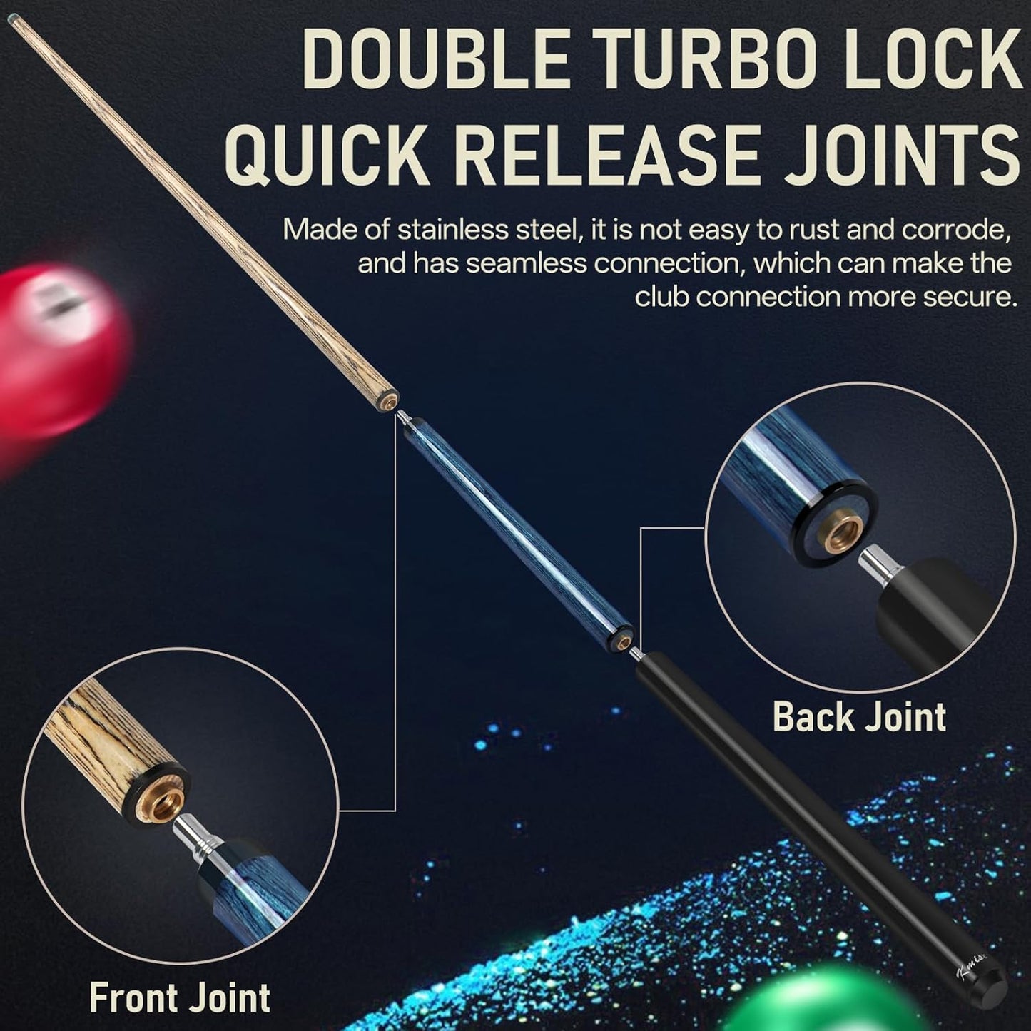 Kmise Break Jump Cue Stick - 21oz 23oz 25oz 28oz Pool Stick for Explosive Breaks and Effortless Jumps, Heavy Hitter Jump&Break Pool Cue with 14mm Pro Breaking Tip, Includes Pool Chalk and Glove