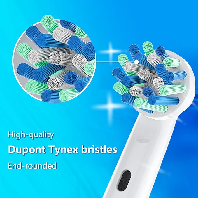 Replacement Toothbrush Heads Compatible with Oral B Electric Toothbrushes, 4pcs, Round Head Fits for CrossAction, Accessories for Vitality Plus