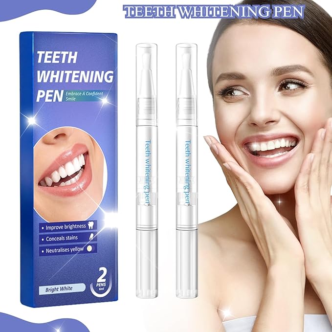 Teeth Whitening Pen, Teeth Whitener Kit Tooth Whitening Pen Gel Effective for Professionally Stain Removal, Painless, Low Sensitivity(Pack of 2)