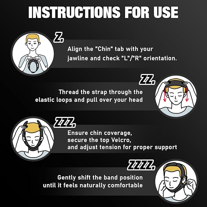 Anti Snore Chin Strap for Sleeping Jaw Tape Mouth Snoring Sleep Devices Stopper Solution Cpap Users Head Mouthpiece to Keep Closed Mandibular Advancement Reducing Aids Men Women