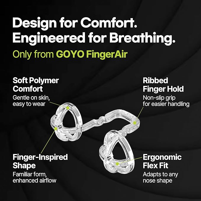 FingerAir Nasal Dilator for Snoring and Breathing, Anti Snoring Devices, Snore Stopper Silicone Anti Snore, Reusable, Comfortable (4pcs Multi-Size Pack: S, M, L, XL)