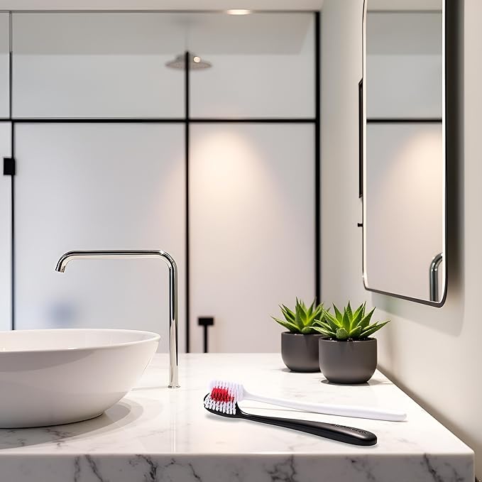 2Pcs Toothbrushes Black and White Heart Shaped Couple toothbrushes eco Friendly Nano toothbrushes Dental Care Brush Manual Toothbrushes Adult one Size Manual Toothbrushes and Accessories