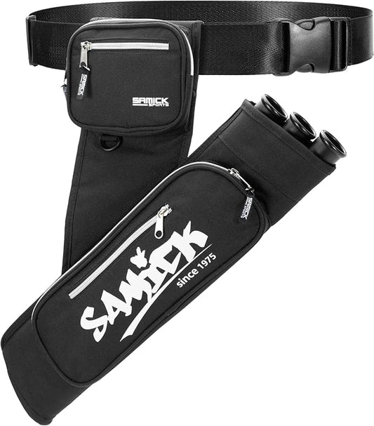 Archery Arrow Quiver - Adjustable Waist Hanged Quiver with 3 Removable Tubes & Pockets for Archery Arrows Case & Equipment - Ideal for Hunting & Target Practice - Right Handed Only