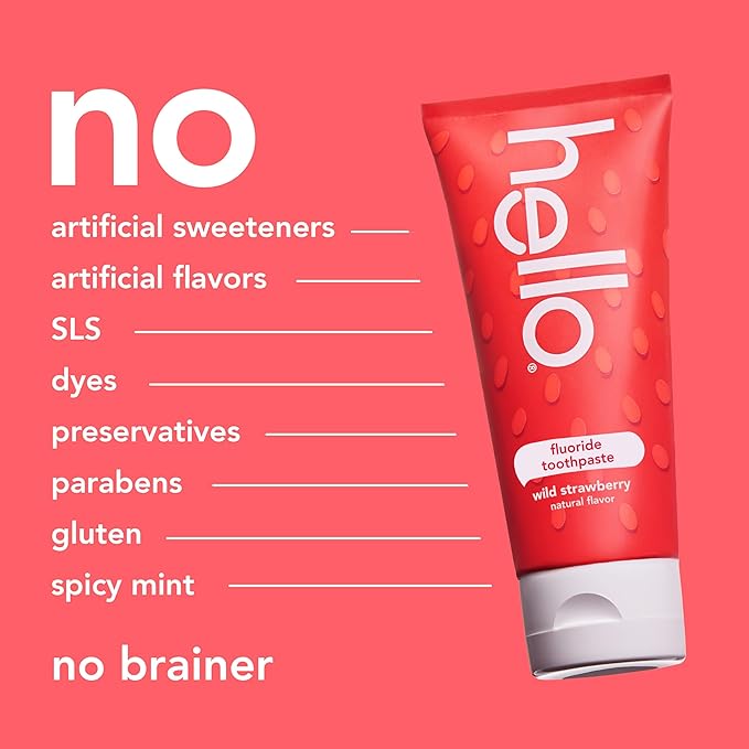 hello Wild Strawberry Kids Toothpaste with Fluoride, Strawberry Toothpaste for Kids, Safe for Ages 2 and Up, Helps Prevent Cavities, Strengthen Enamel, and Polishes Teeth, ADA Approved, 3 Pack, 4.2 Oz