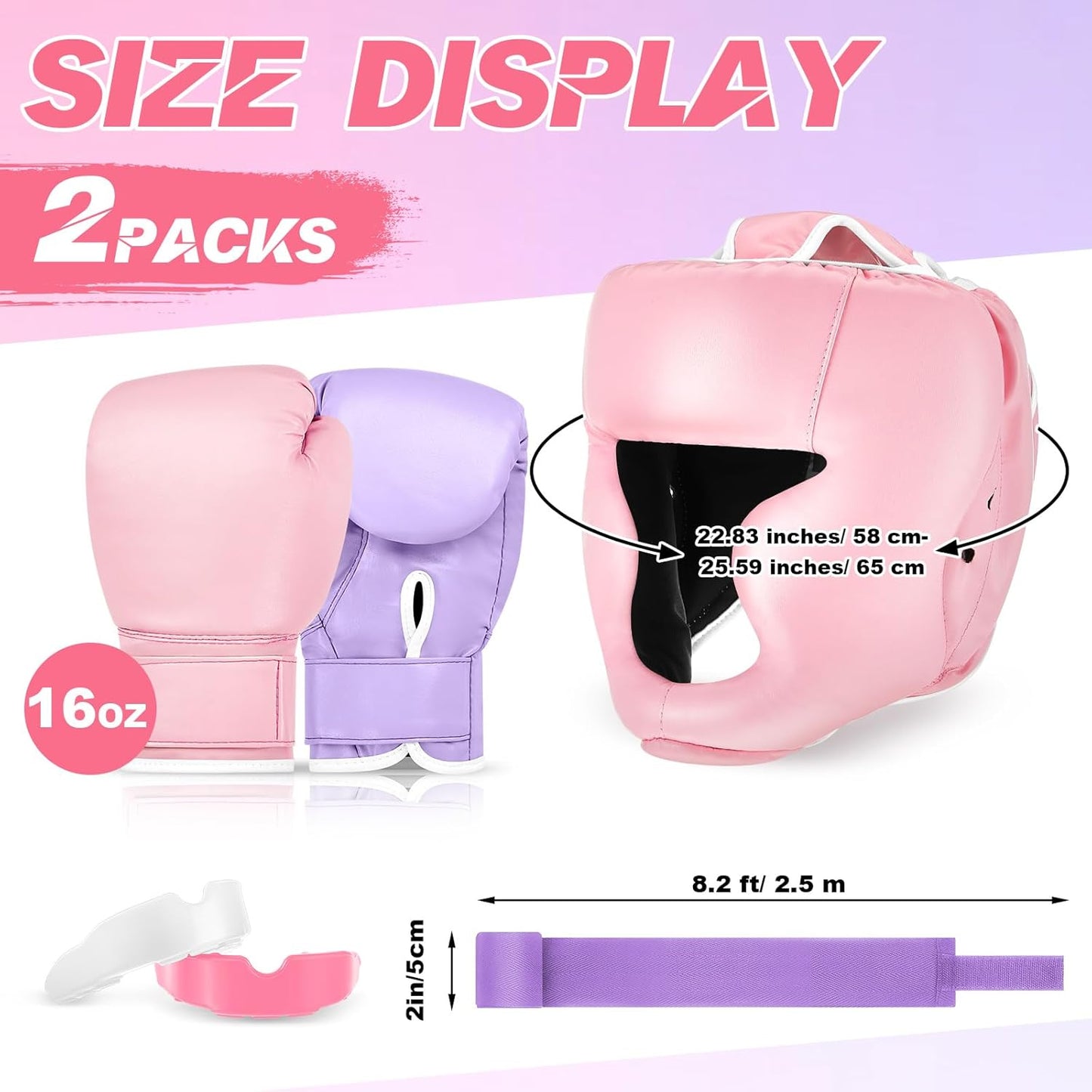 Kanayu 14 Pcs Boxing Set Including 2 Pair of 16 oz Boxing Gloves Headgear Helmet and Hand Wraps Mouth Guards Gifts for Adults Youth Beginners Training Equipment