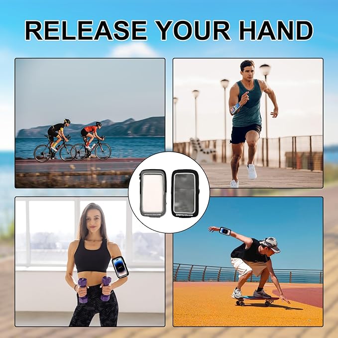 2 Pcs Phone Holder for Running Exercise Phones Armband Waterproof and Breathable Coin Purse Adjustable with Touch Screen Function Outdoor Cycling Use Suitable Sizes Under 6.8 Inches