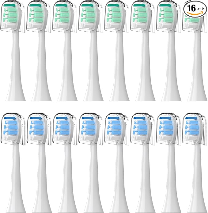 Replacement Toothbrush Heads Compatible with Philips Sonicare：16 Pack Soft Replacement Electric Brush Head for 4100 5100 6100 HX9023/65 W Optimal Control Snap-on System（B&W）