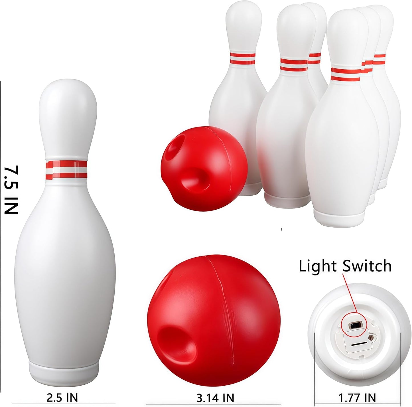 Kids Bowling Toys Set,Light up Bowling Ball Pins Toy Game Fun Sports Toy Games for Indoor & Outdoor Kids Toddler Boys Girls Children 3-6 Years