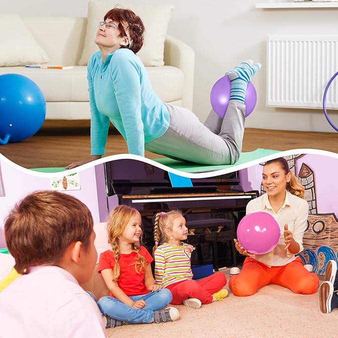 Aoriher 10 Pieces 9 Inch Exercise Pilates Ball Yoga Therapy Core Ball for Yoga Stability Barre Training Stretching Physical Posture Training Gym