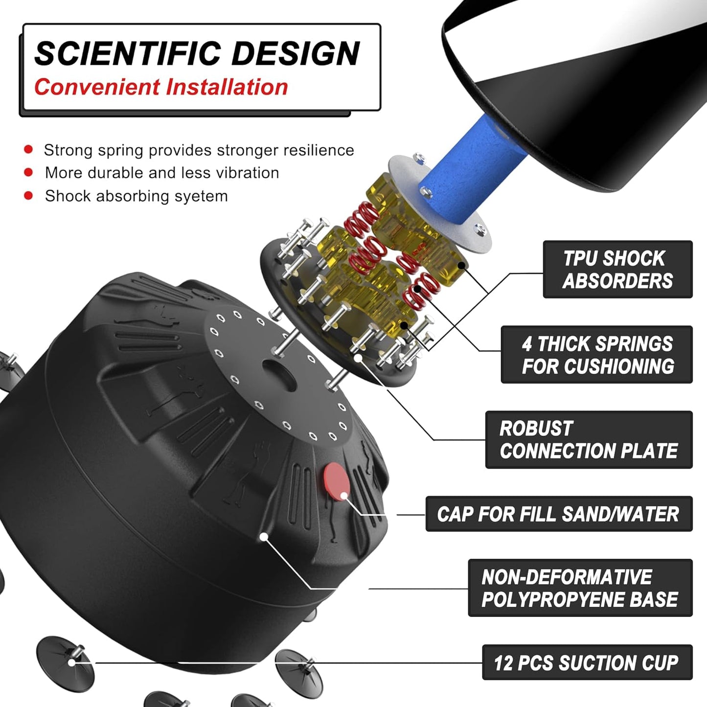 LEKÄRO Freestanding Punching Bag with Boxing Gloves, Heavy Boxing Bag with Stand for Adult Kids, Standing Kickboxing Bag