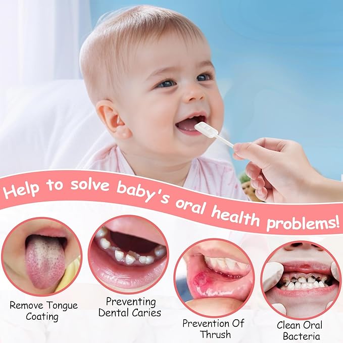 60PCS Baby Tongue Cleaner & 1PCS Finger Toothbrush Infant Mouth Cleaner Newborn Gum Cleaner Disposable Infant Oral Clean Stick Dental Care for Baby Toddler