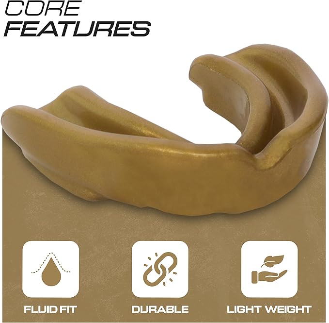 Sports Mouth Guard for Kids,Youth,Boys,Girls,Child Teen Mouthguard with Case (BPA Free) for Boxing, Martial Arts,MMA Karate,Lacrosse,Football,Soccer and All Contact Sports (Golden)