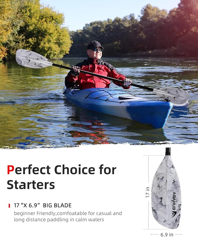 Abahub Adjustable Kayak Paddle 210-230 cm/ 230-250 cm Floating Kayaking Oars Boating Oars Canoeing Oars Black