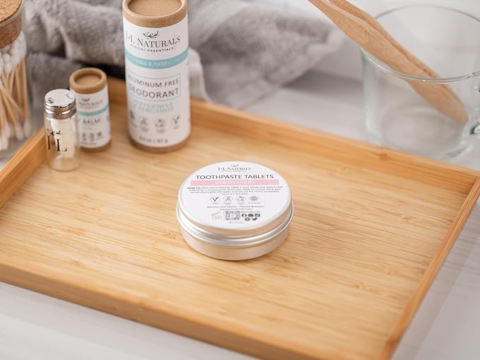 J&L Naturals Toothpaste Tablets | 62-Pack Travel-Friendly Toothpaste | Fluoride + Plastic Free, Vegan, Cruelty Free, Sustainable | Woman-Owned Small Business (Strawberry, 62 Count (Pack of 4))