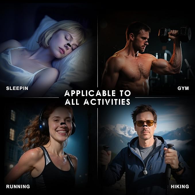 60Pcs Nasal Strips for Snoring, Nose Strips for Breathing, Snore Strips for Men & Women, Helps Reduce Snoring & Improves Sleep (Black)