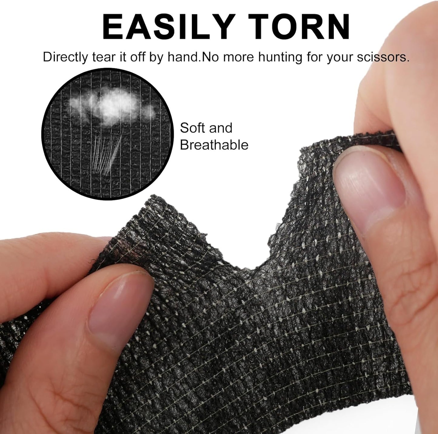 48 Pack Self Adhesive Bandage Wrap, 2” x 5 Yards Cohesive Medical Tape Elastic Grip Tape Black Sports Tape Athletic for Ankle, Wrist Sprains, Pet First Aid (Black)