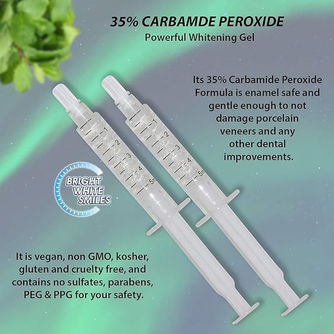 Bright White Smile 35% Teeth Whitening Gel Refills 10 Pack Bleaching Gel, No Sensitive Teeth Whitener, Great for Sensitive Tooth Whitening, Works with Teeth Whitening LED Light and Trays (10 X 5ML)